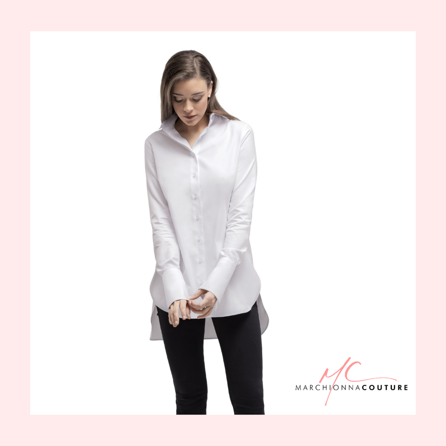 Bluse im Oberhemd-Stil in feinster Baumwolle