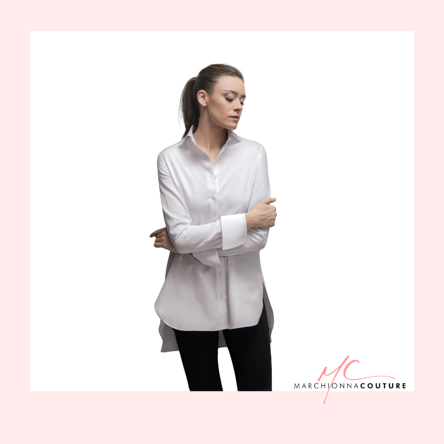 Bluse im Oberhemd-Stil in feinster Baumwolle