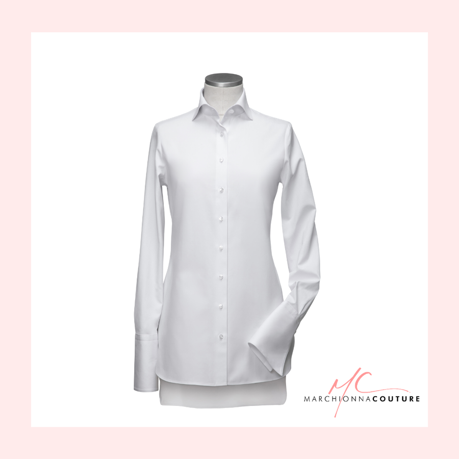 Bluse im Oberhemd-Stil in feinster Baumwolle
